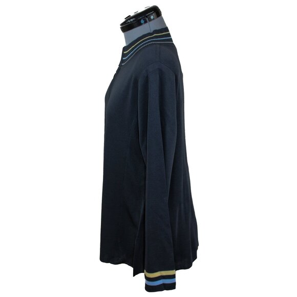 EXCLUSIVELY MISOOK Women's Medium Navy Cardigan Zip Up Front Slinky Classic - Picture 2 of 4